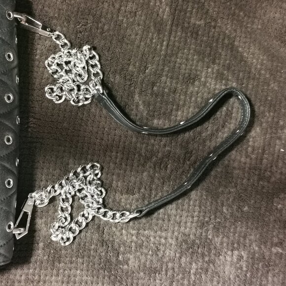 Black/Silver Sloan Quilted & Grommeted Lamb Organizer Crossbody #248 - Picture 15 of 16